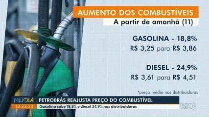 Petrobras reajusta preços da gasolina, diesel e gás de cozinha