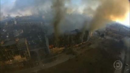 Kiev, capital da Ucrânia, é alvo de bombardeios na madrugada desta terça-feira (15)