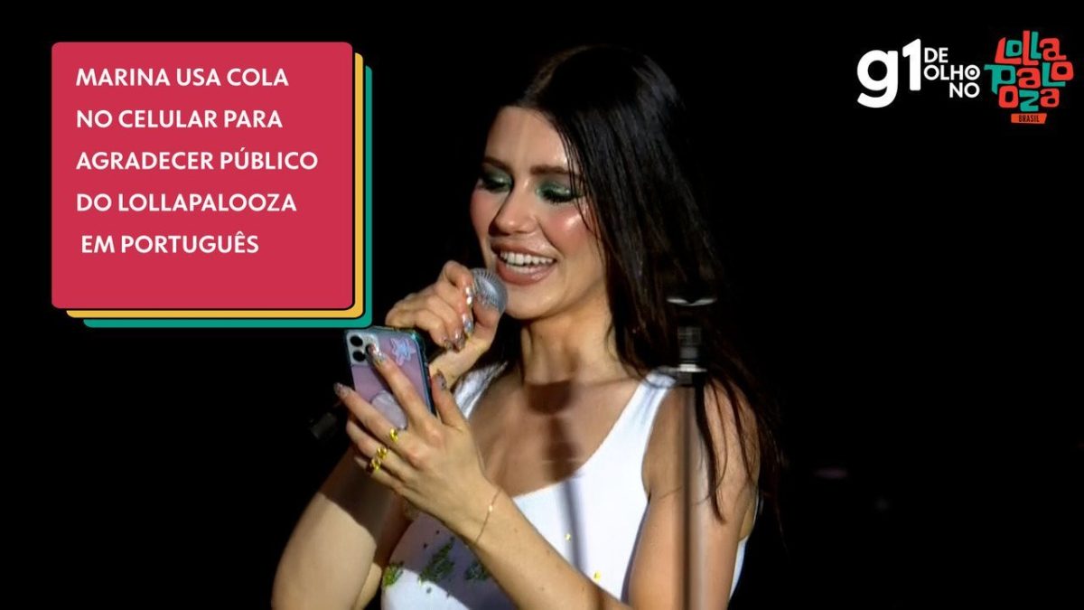 Marina usa cola no celular para agradecer público do Lollapalooza em português