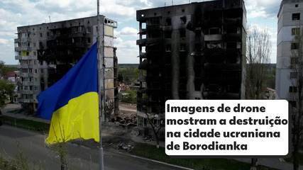 Imagens de drone mostram a destruição na cidade ucraniana de Borodianka