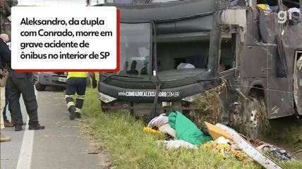 Conrado e Aleksandro e equipe sofrem grave acidente de ônibus no interior de SP