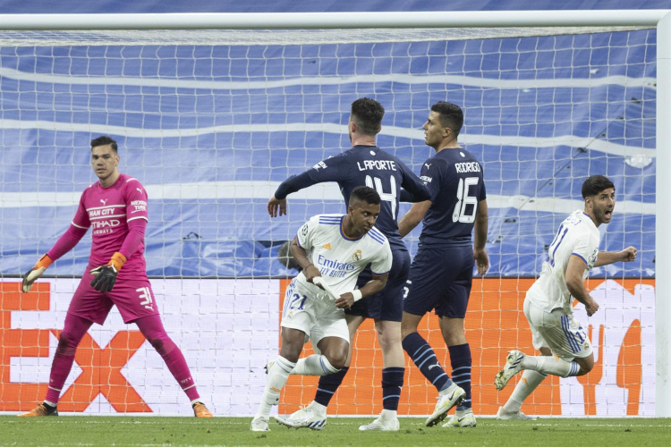 Rodrygo marcou duas vezes para o Real Madrid na vitória contra o Manchester City