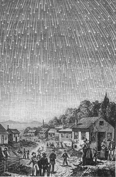 Gravura retratando a grande tempestade de meteoros de 1833