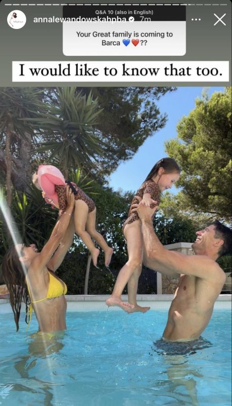 Anna Lewandowska, mulher de Robert Lewandowski, respondeu torcedor do Barcelona no Instagram -