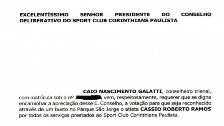 Conselheiro do Corinthians enviou requerimento para pedir criação de busto para Cásssio