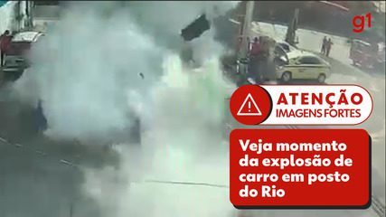 Imagens mostram explosão de carro em posto de combustíveis na Zona Norte do Rio