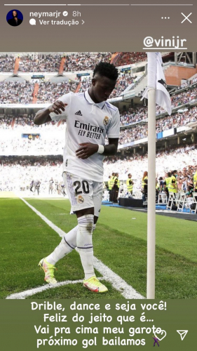 Neymar apoia Vinicius Júnior após craque do Real Madrid sofrer racismo