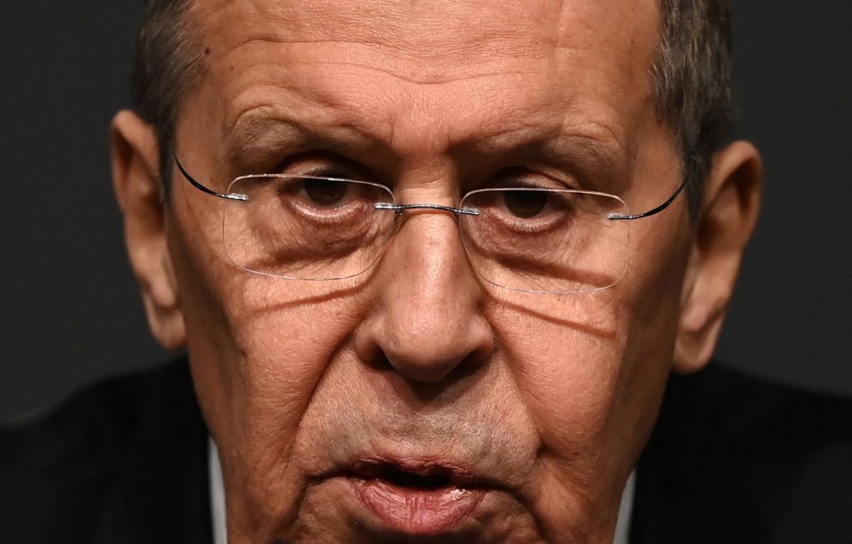Russian Foreign Minister Sergey Lavrov gives a news conference after meeting with Ukrainian Foreign Minister Dmytro Kuleba in Antalya, Turkey, on March 10. Two weeks into Russia