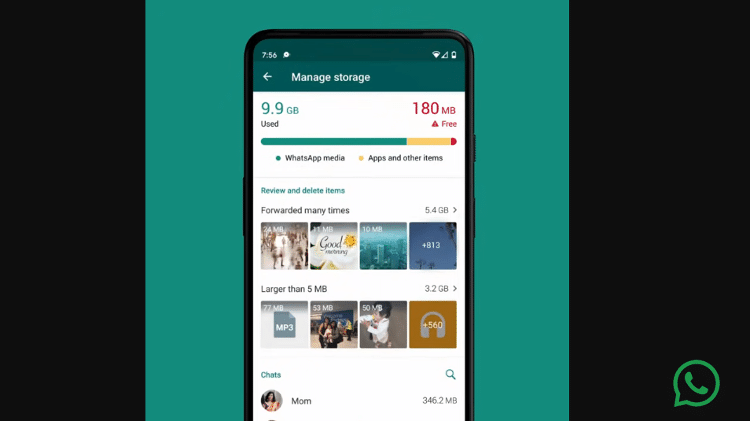 Função de gerenciar armazenamento do WhatsApp - Reprodução - Reprodução