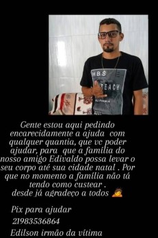 Família faz vaquinha para levar para a Paraíba corpo de entregador morto a facadas por mulher no Rio