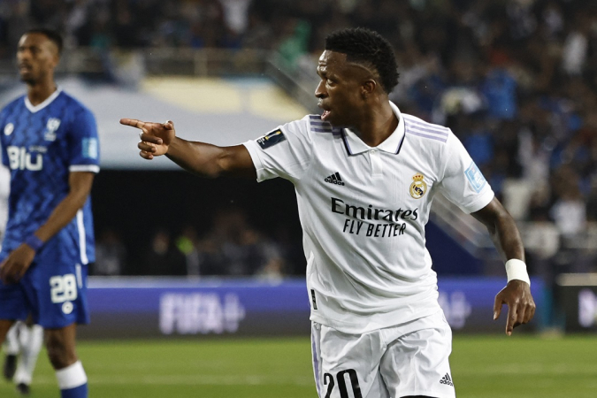 Vinicius Júnior marcou duas vezes na vitória do Real Madrid sobre o Al Hilal
