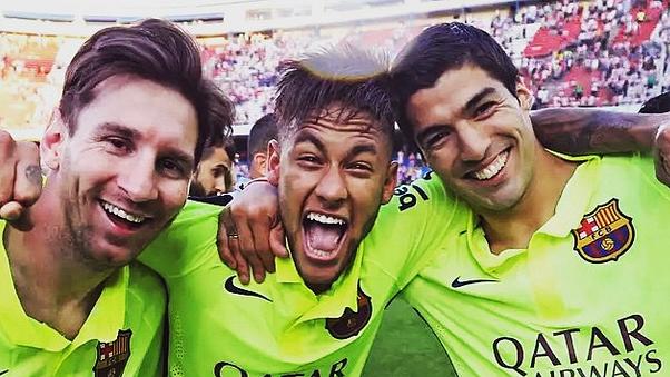 Messi, Neymar e Suárez celebram título no Vicente Calderón