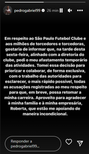 comunicado de pedrinho, são paulo fc