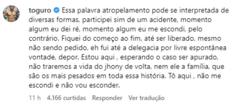 Comentário de Tiago Toguro