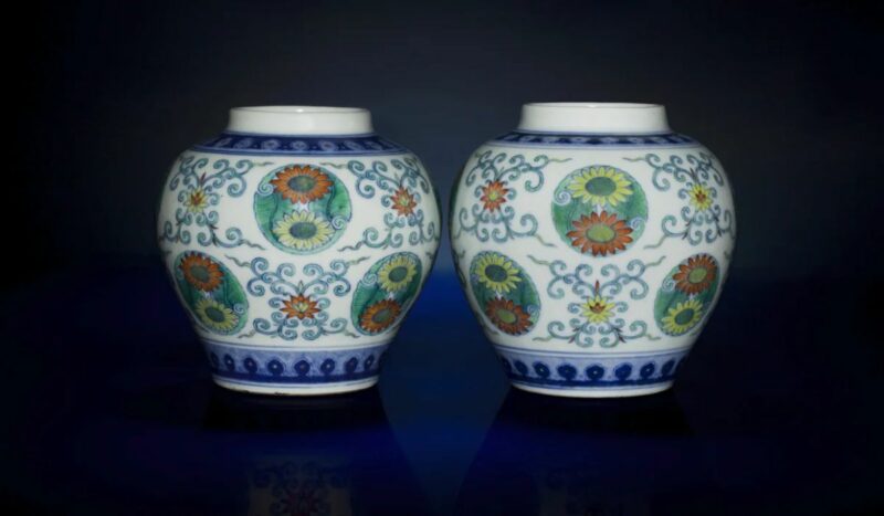 vasos dinastia qing leilão