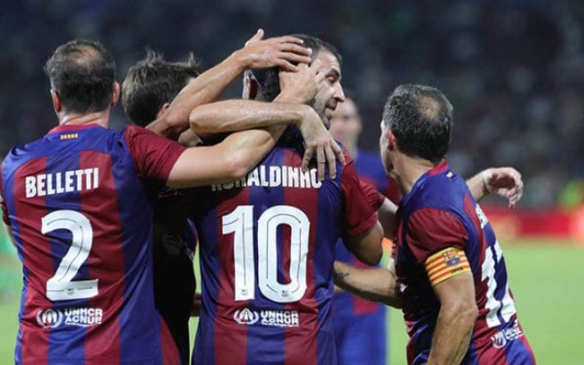Ronaldinho Gaúcho marcou um gol na partida Ronaldinho Gaúcho marcou um gol na partida