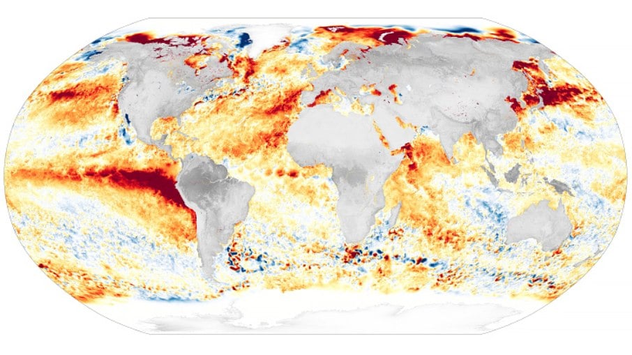 Décadas de aquecimento gradual levaram as temperaturas globais da superfície do mar a níveis recordes em 2023