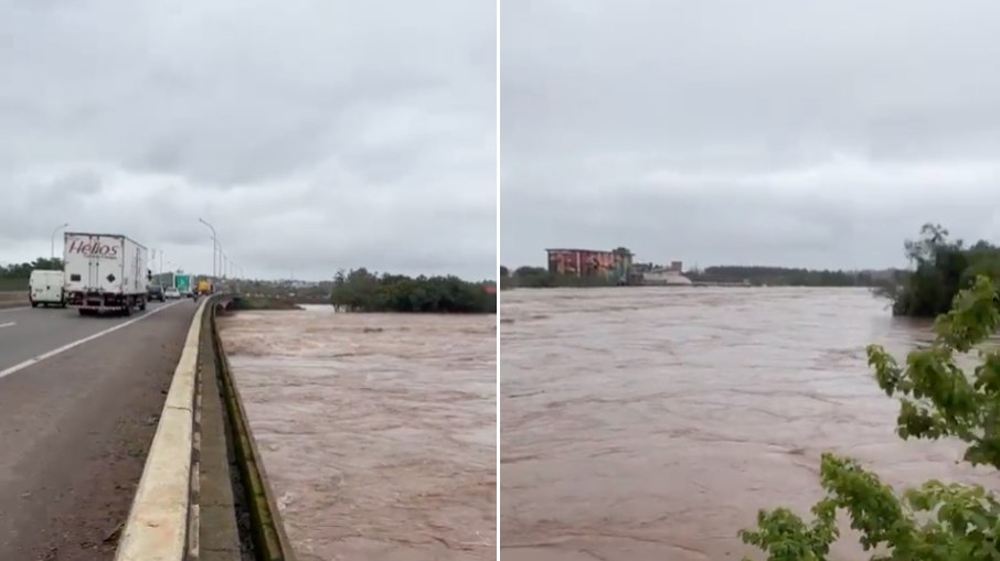 Defesa Civil continua alertando para enchente no Rio Taquari, no Rio Grande do Sul