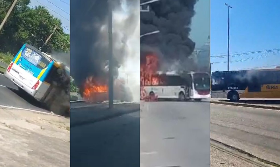 Represália à morte de Matheus da Silva Rezende (o Faustão) tem dezenas de ônibus queimados na Zona oeste do Rio — Foto: Reprodução