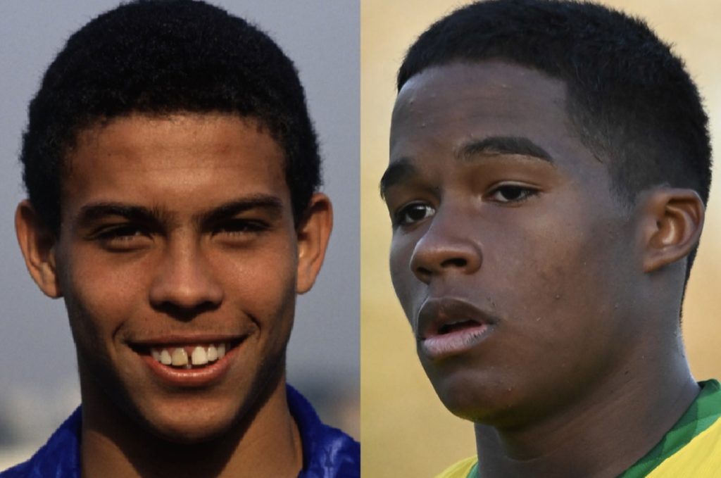 Endrick pode estrear mais jovem que Ronaldo na seleção brasileira - Montagem sobre PLACAR / Palmeiras