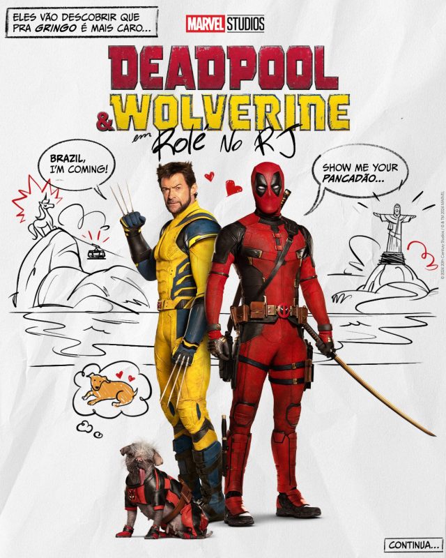 Reprodução/X Marvel Studios Ryan Reynolds e Hugh Jackman virão ao Brasil Reprodução/X Marvel Studios