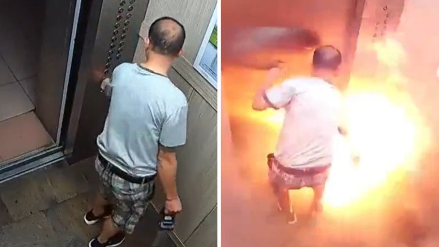 Bateria explodiu dentro de elevador Bateria explodiu dentro de elevador