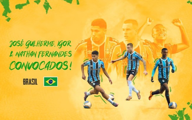 Grêmio tem três jogadores convocados para a Seleção Brasileira Sub-20 Grêmio tem três jogadores convocados para a Seleção Brasileira Sub-20