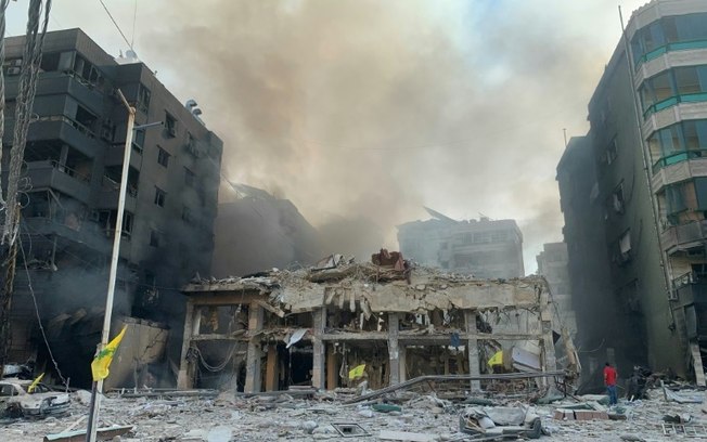 Os bombardeios de Israel atingiram o subúrbio ao sul de Beirute, um reduto do Hezbollah