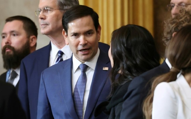 Marco Rubio, ao chegar à posse de Donald Trump, no Capitólio, nos Estados Unidos, em 20 de janeiro de 2025