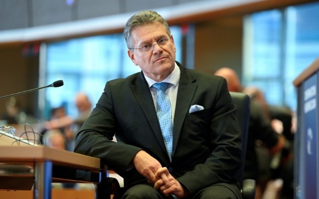 Maros Sefcovic, em sua audiência de confirmação como comissário europeu do Comércio no Parlamento Europeu, em Bruxelas, em 4 de novembro de 2024