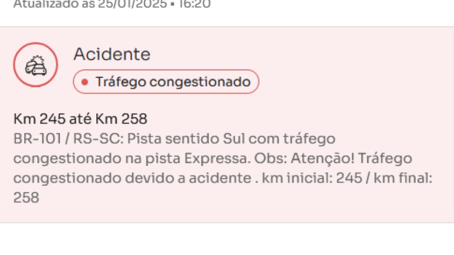 Informação sobre o acidente