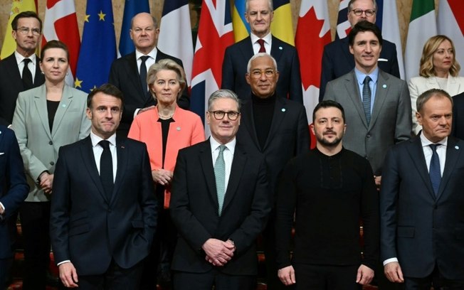 Os líderes dos países aliados da Ucrânia antes da cúpula convocada em Londres, em 2 de março de 2025