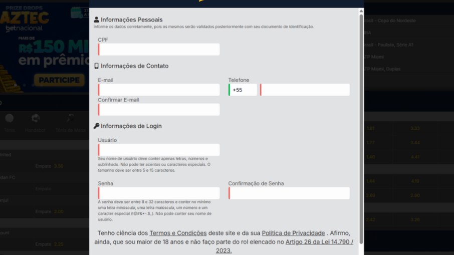 Como se cadastrar na Betnacional