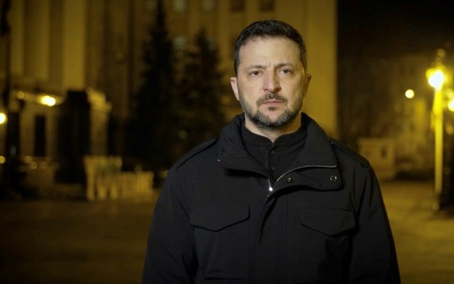 O presidente ucraniano, Volodimir Zelensky, durante um discurso à nação em 4 de março de 2025