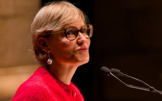 Atriz Judith Godrèche em uma foto tirada em Blois (centro da França) em 30 de agosto de 2024