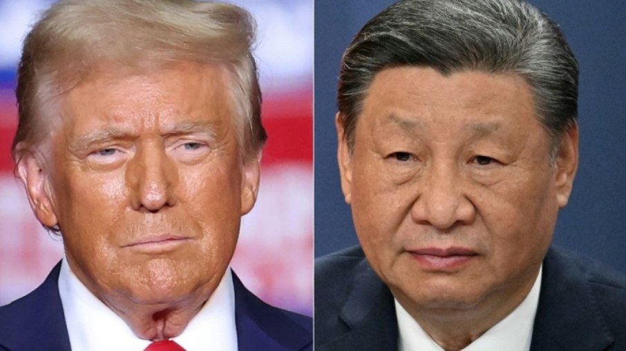 Donald Trump, presidente dos EUA (E) e Xi Jinping, presidente da China (D)