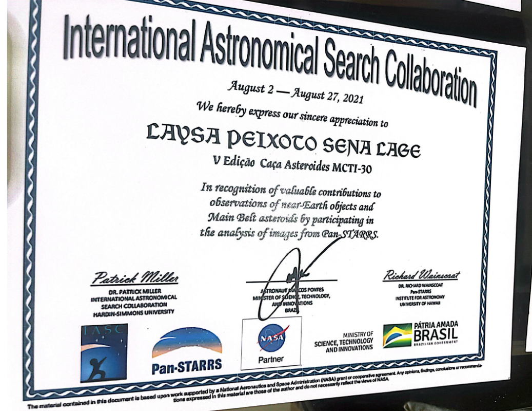 Divulgação / Defesa Laysa Peixoto Certificado da 5ª edição do projeto educacional