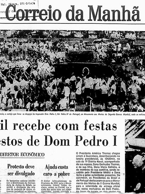 Correio da Manhã destacou a festa da chegada dos restos mortais do imperador