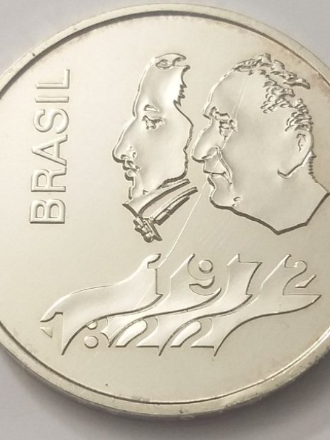 Moeda de 20 centavos de 1972, com imagens de Dom Pedro I e do presidente Médici