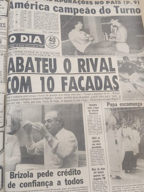 Capa de O DIA da eleição do governador Brizola, em 1982