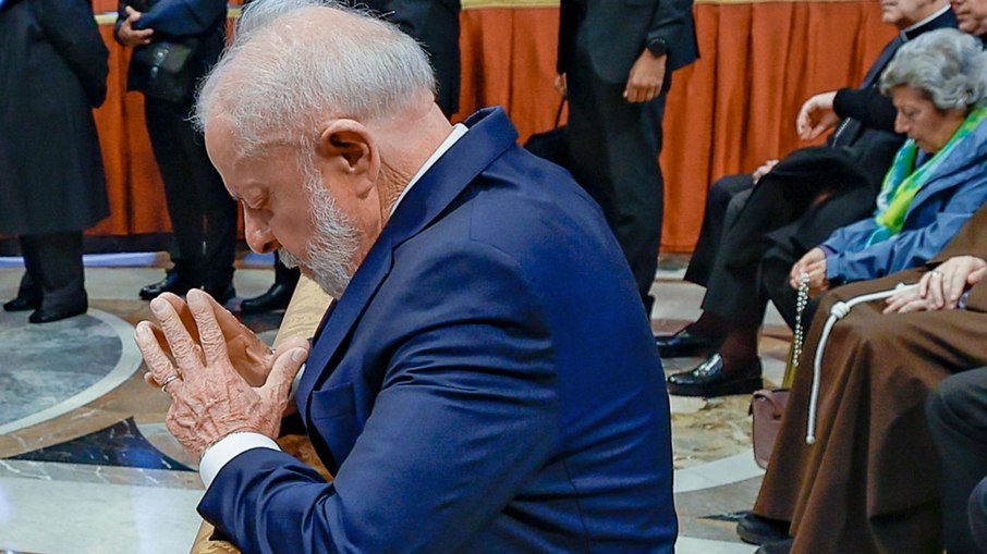 O presidente Lula, durante velório do Papa Francisco