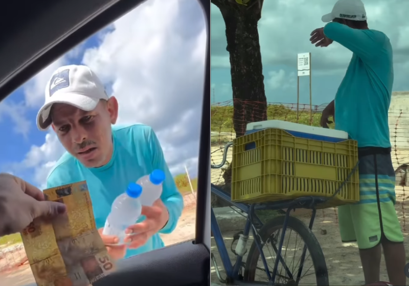 Ambulante vende água fiado, tem surpresa linda e chora de alegria, minutos depois; vídeo Esse ambulante estava vendendo água quando teve uma surpresa de um comprador que lhe pediu fiado. O vendedor confiou e ganhou R$ 100 pela gentileza. Foto: renatojunioriat