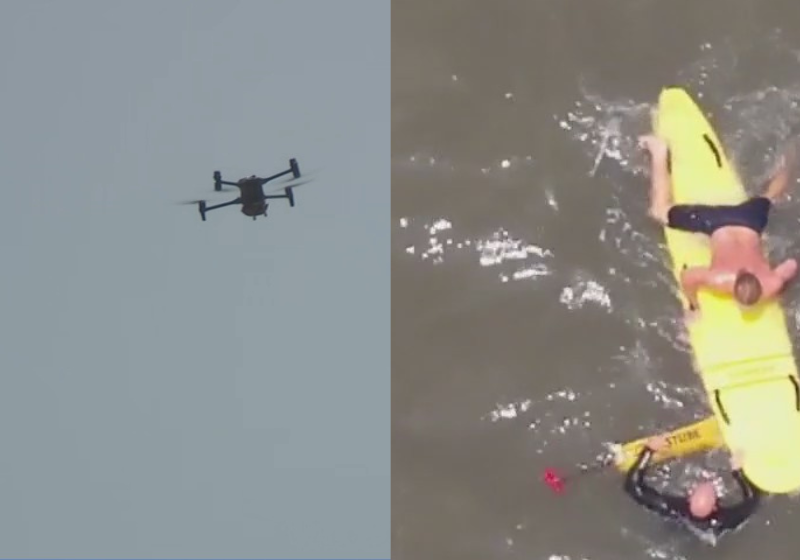 Drones sobrevoam praias e ajudam a salvar vidas e proteger contra assaltos Os drones com equipamentos salva-vidas tornaram as praias de Ocean City mais seguras. - Foto: Fox 29 e Action News