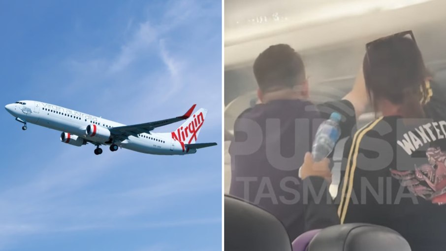 Vídeo mostra fogo em bagageiro durante voo da Virgin Australia Vídeo mostra fogo em bagageiro durante voo da Virgin Australia