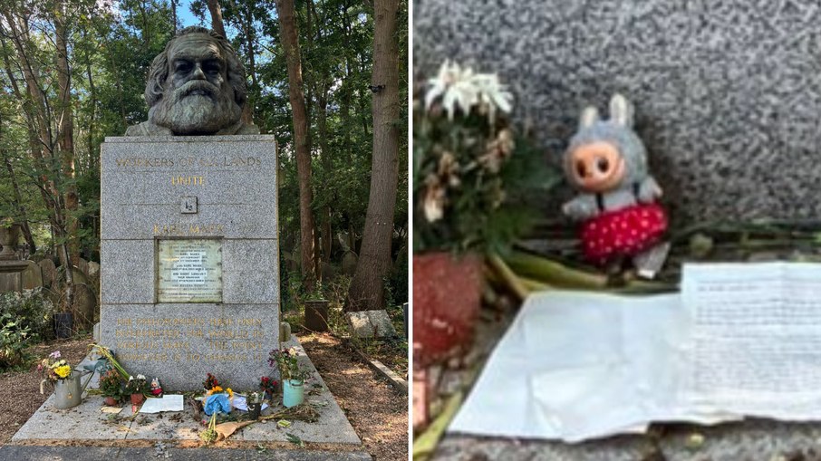 Labubu é deixado no túmulo de Karl Marx