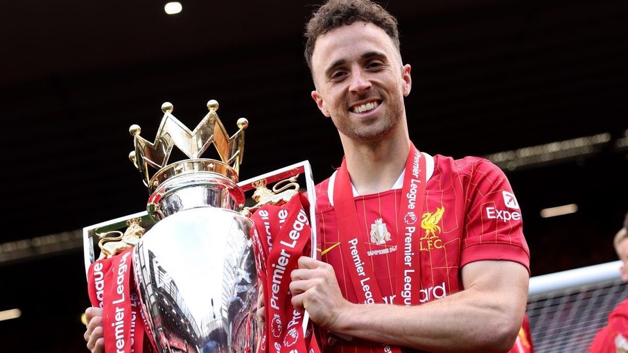 Diogo Jota, campeão da última Premier League pelo Liverpool Diogo Jota, campeão da última Premier League pelo Liverpool