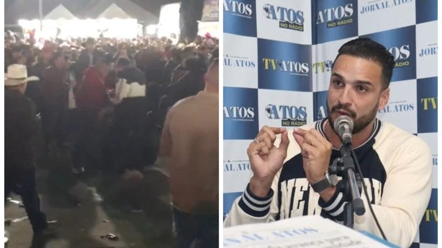 Imagens do momento da agressão e o prefeito Rominho, durante entrevista