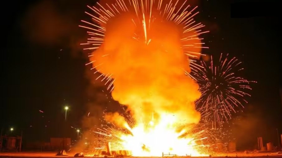 Vídeo mostra momento que depósito de fogos de artifício explode