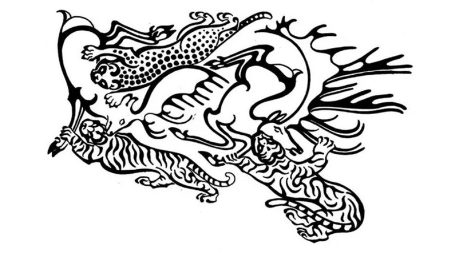 Uma ilustração da tatuagem no antebraço direito da mulher revelada em novos exames
