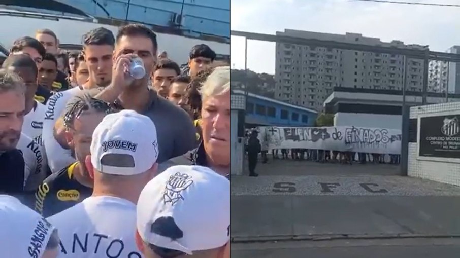 Torcida cobra Neymar em invasão no Santos: 